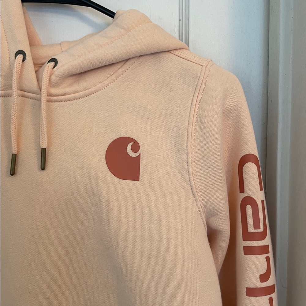 Carhartt Peach Hoodie with Chest Logo and Sleeve Script - Picture 2 of 5